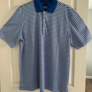 Greg Norman Royal Blue w/White Stripes Play Dry Short Sleeve Polo Size Large